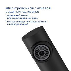 Смеситель для кухни с подключением к фильтру и выдвижным изливом Pragma Esdel, матовый черный, ESD7.