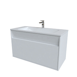 Тумба с умывальником подвесная с ящиком, белая, 100 см, Esper, IDDIS, ESP10W0i95K