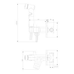 Встраиваемый смеситель с гигиеническим душем, латунь/чёрный LM7165BL