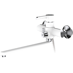 Смеситель для ванны, длинный излив, латунь, белый/хром HB22805-8