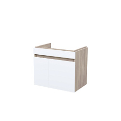 Тумба подвесная с дверцами, 60 см, белая/под дерево, Zodiac, IDDIS, ZOD6AD0i95 подх.ум. 3506000i28