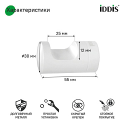 Крючок одинарный, сплав металлов, NOA, белый матовый, IDDIS, NOAWT10i41