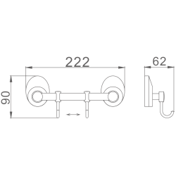 Крючок двойной, хром HB1615-2