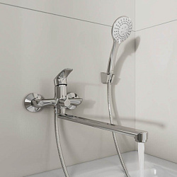 Смеситель для ванны с длинными изливом, глянцевый хром, Rora, Milardo, RORSB00M10