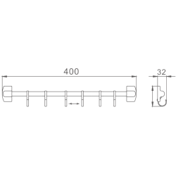 Крючок шестерной, хром HB209-6