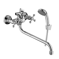 Смеситель универсальный с поворотным изливом 30 см, вентильный, поворотный переключатель, хром