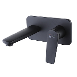 Встраиваемый смеситель для раковины, длина излива 17 см, с донным клапаном клик-клак, латунь/чёрный