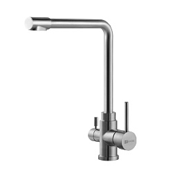 Смеситель для кухни с подключением к фильтру питьевой воды, высота излива 32 см, длина 24 см, нерж.