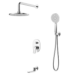 ORTUS Встраиваемый смеситель с верхним душем Ø25 см и 4-х реж.лейкой для душа, латунь/хром, LM11322C