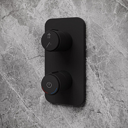 Встраиваемый смеситель с двумя выходами с управлением Push Control, черный матовый, Slide, IDDIS, SL