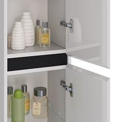 Пенал Lemark COMBI 35 см подвесной/напольный, 2-х дверный, открывание лев/прав, цвет планки: Чёрный,