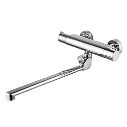 Смеситель универсальный с плоским изливом 35 см, термостатический, поворотный переключатель, латунь/