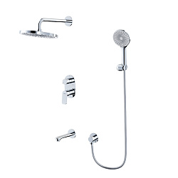 Встраиваемая душевая система с тропическим душем и монолитным изливом, хром