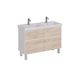 Тумба Lemark COMBI 125 см под 2 раковины, подвесная/напольная,4 ящика, цвет фасада: Дуб кантри, цвет