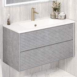 Тумба/2 ящ/подвесная/дымчатый серый/раковина Палермо(100см) Parma /AQUA DE MARCO