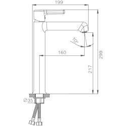 Смеситель для раковины, высокий, латунь, черный HB11814-7