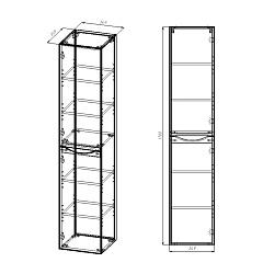 Шкаф Mia VSC-2M170GW-L подвесной, 1700*350*350, G.White, левый, , шт