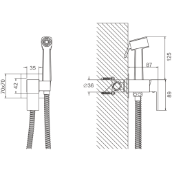Смеситель с гигиенической лейкой Оружейная сталь B55805-3