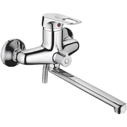 Смеситель для ванны, длинный излив, латунь, хром HB2204