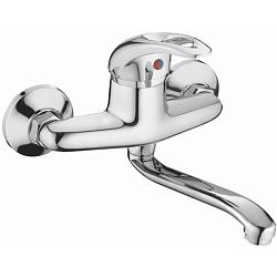 Смеситель для ванны, длинный излив, латунь, хром HB4603