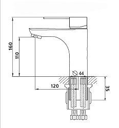 Aringa Рейн смеситель для умывальника увеличенный, черный