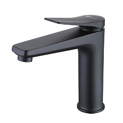 Смеситель для раковины, монолитный, средний, высота излива 13 см, длина 15 см, с донным клапаном кли