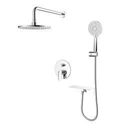 Душевая система скрытого монтажа с тропическим душем и ручным душем, глянцевый хром, Rora, Milardo,