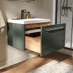 Тумба подвесная Gleam 60.1Y, зеленый камень/дуб вотан (78857(60))