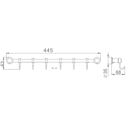 Крючок шестерной, хром HB205-6