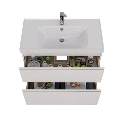 Тумба Lemark VEON 90 см под 1 раковину, подвесная/напольная, 2 ящика, цвет корпуса, фасада: Белый гл