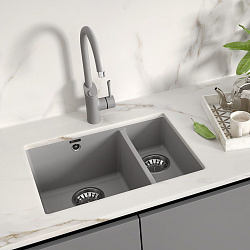 SINARA 550.2-U Мойка кухонная из кварцгранита цвет: шампань  комплектация: крепеж, сливная арматура