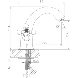 Смеситель для кухни, латунь, бронза HB1019-4