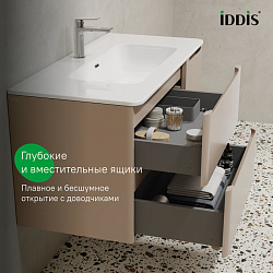 Тумба с умывальником, подвесная, 100 см, капучино, Edifice, IDDIS, подходит умыв. 0101000i28