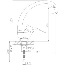 Смеситель для кухни, латунь, хром HB4163-2