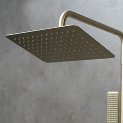 Урсус Смеситель для ванны и душа с верхней душ. лейкой "Тропич дождь", с 1-фун лейкой, мат золото