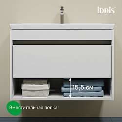 Тумба с умывальником, подвесная, с нишей, 80 см, белый, Zodiac X, IDDIS, ZDX80WNi95K подходит умыв. 