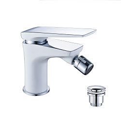 Смеситель для биде с донным клапаном клик-клак (хром), высота излива 7 см, длина 11 см, латунь/хром/