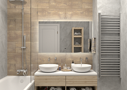 Зеркало "Trezhe Led"  1200х700 с бесконтактным сенсором, холодная подсветка