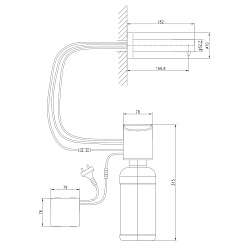 PROJECT Дозатор для жидкого мыла бесконтактный (сенсорный), настенный, встраиваемый, 1 л латунь/хром