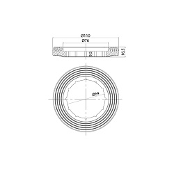 Мембрана между бачком и чашей унитаза, Ø110/Ø64/16,5, IDDIS, 905RN640SK