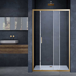 Душевая дверь Alpha VDS-3AL130CLG, 1300, брашированное золото, стекло прозрачное, , шт