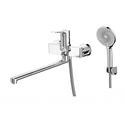 Смеситель универсальный для ванны с поворотным изливом 380 мм, с аксессуарами, хром