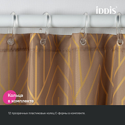 ВЫВОД Штора для ванной, 200x180 см, Полиэстер, коричневый, IDDIS, BG04P18i11