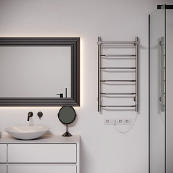 Aringa Киото полотенцесушитель лесенка электрический с полкой 80*40, хром