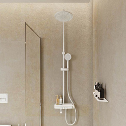 Смеситель для ванны с верхним душем, белый матовый, Shelfy, IDDIS, SHEWTBTi06