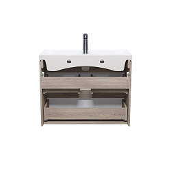 Тумба с умывальником подвесная с ящиками, 80 см, белая/под дерево, Zodiac, IDDIS, ZOD8AB0i95K подхо