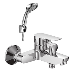 Смеситель для ванны с коротким изливом, поворотный переключатель, 5-ти реж.лейка,латунь/хром,S35-31