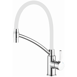 Смеситель для кухни, гибкий излив, латунь, белый/хром HB73643-8