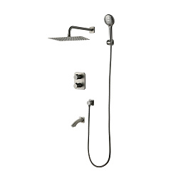 BRONX Встраиваемый термостатический смеситель с верхним душем 30х30 см, 3-х режимной лейкой для душа