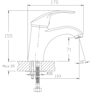 Смеситель для раковины, латунь, хром HB1021